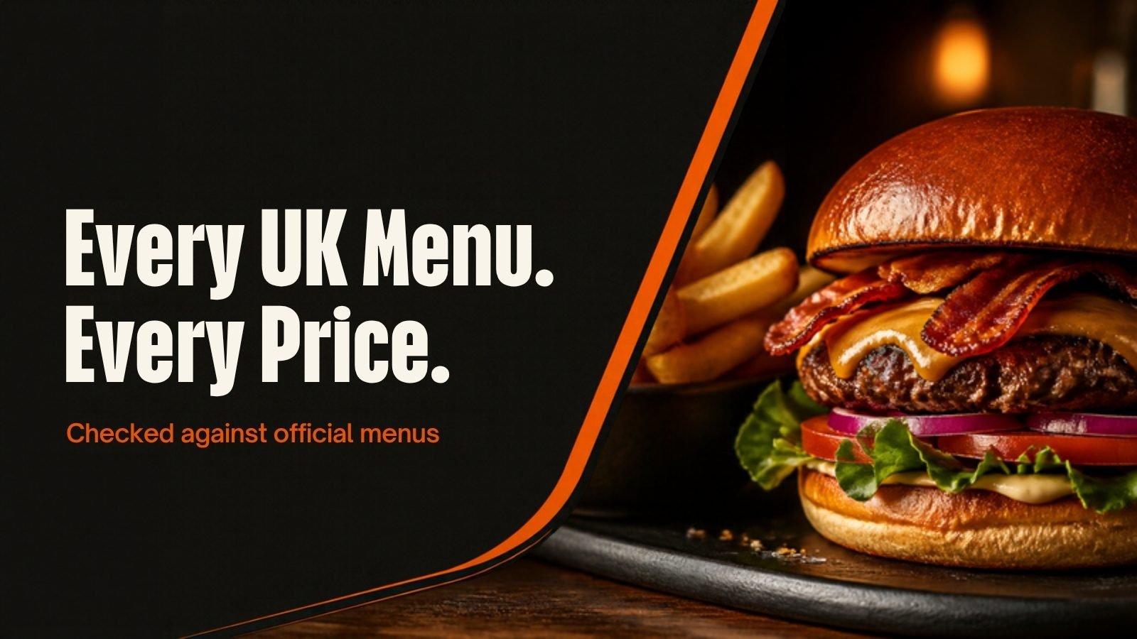 Burger and fries with the headline Every UK Menu. Every Price.