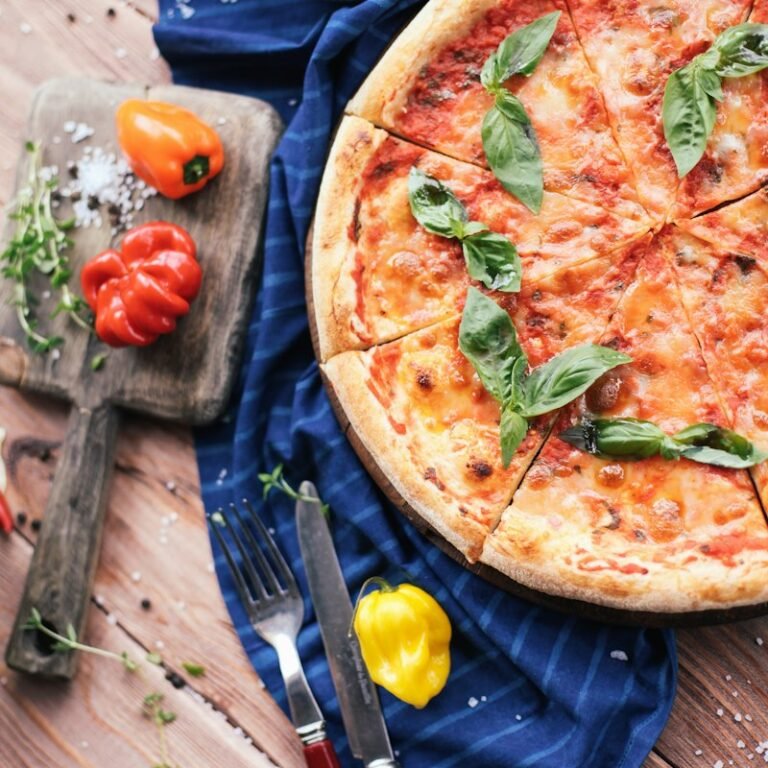 Pizza on a blue plate